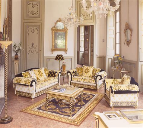 versace living room set beige|Versace curtains for living room.